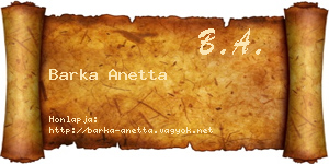 Barka Anetta névjegykártya